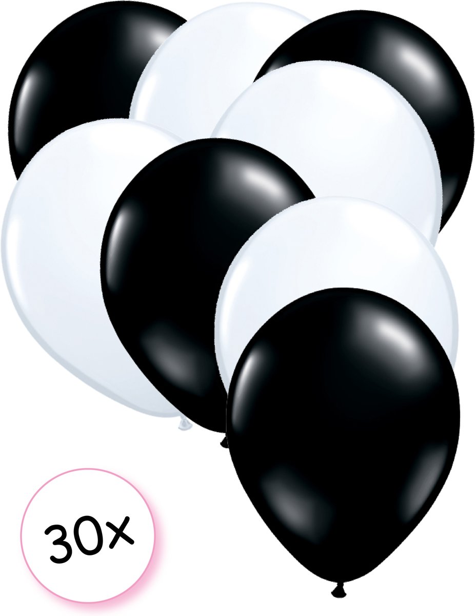 Ballonnen Zwart & Wit 30 stuks 27 cm